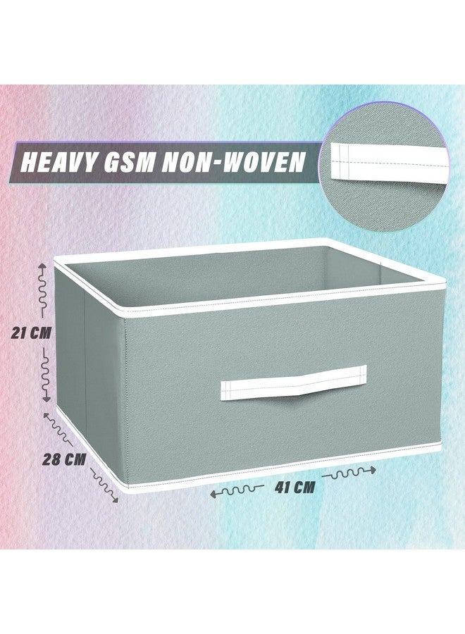 Kuber Industries Foldable Boxes For Storage (Pack of 2) - Multipurpose Storage Organizer For Clothes | Wardrobe | Closet | Toys | Books | Home - Undergarment Organizer Basket With Handle (Light Grey) - Image 3