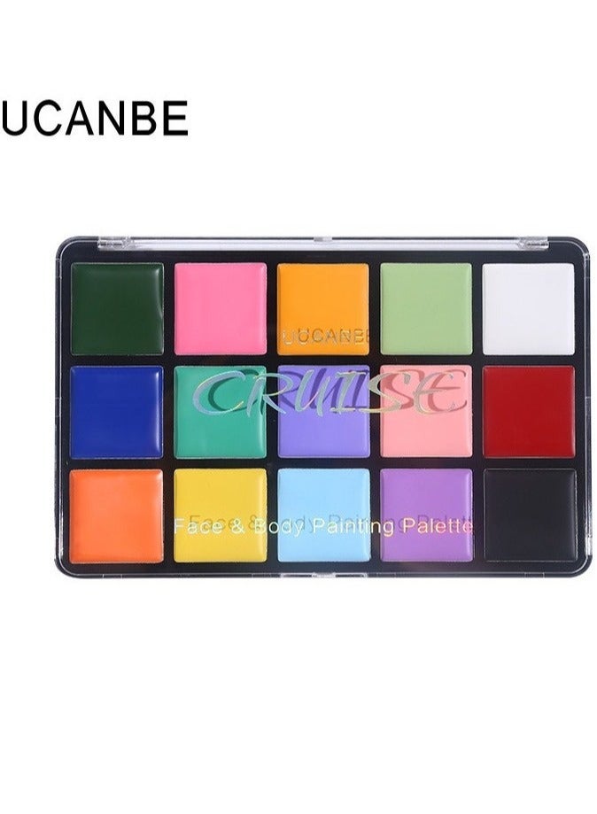 UCANBE 15-Color Macaron Oil-Based Paint Palette for Body Art & Stage Makeup - Image 1