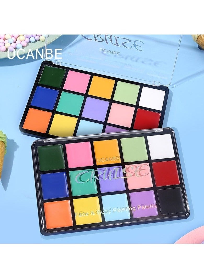UCANBE 15-Color Macaron Oil-Based Paint Palette for Body Art & Stage Makeup - Image 3