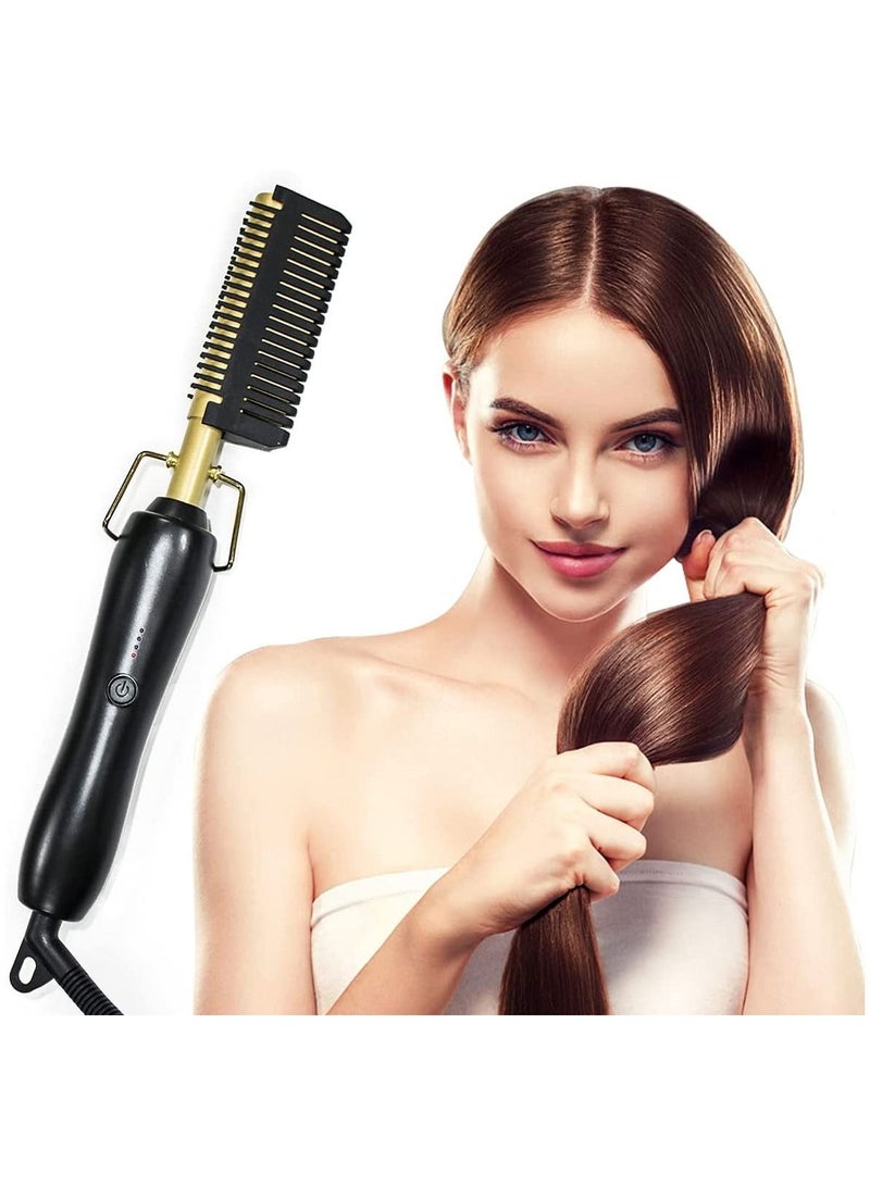 DubaiGallery مشط كهربائي مستقيم ومجعد للشعر مكواة تجعيد الشعر مشط تسخين كهربائي من سبائك التيتانيوم - Image 2