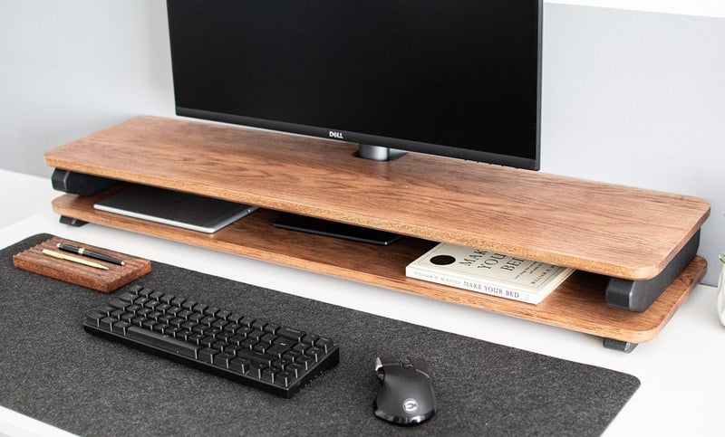 carpentray Store Wooden Monitor Stand with Storage Organizer for Desk with Wire Hole, Tables, Office, Home, Studio, Study Table | Desktop Ergonomic Monitor Stand Riser - Image 4