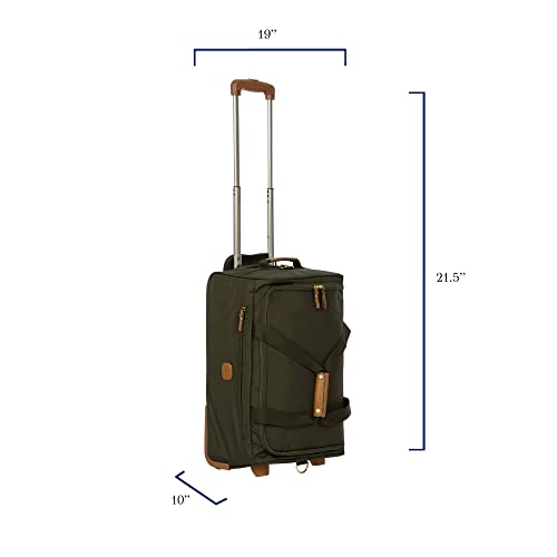Bric's X-Bag Rolling Duffel Bag - 21 Inch Carry On Travel Bag for Men and Women - Luxury Weekender Luggage - Olive - Image 3