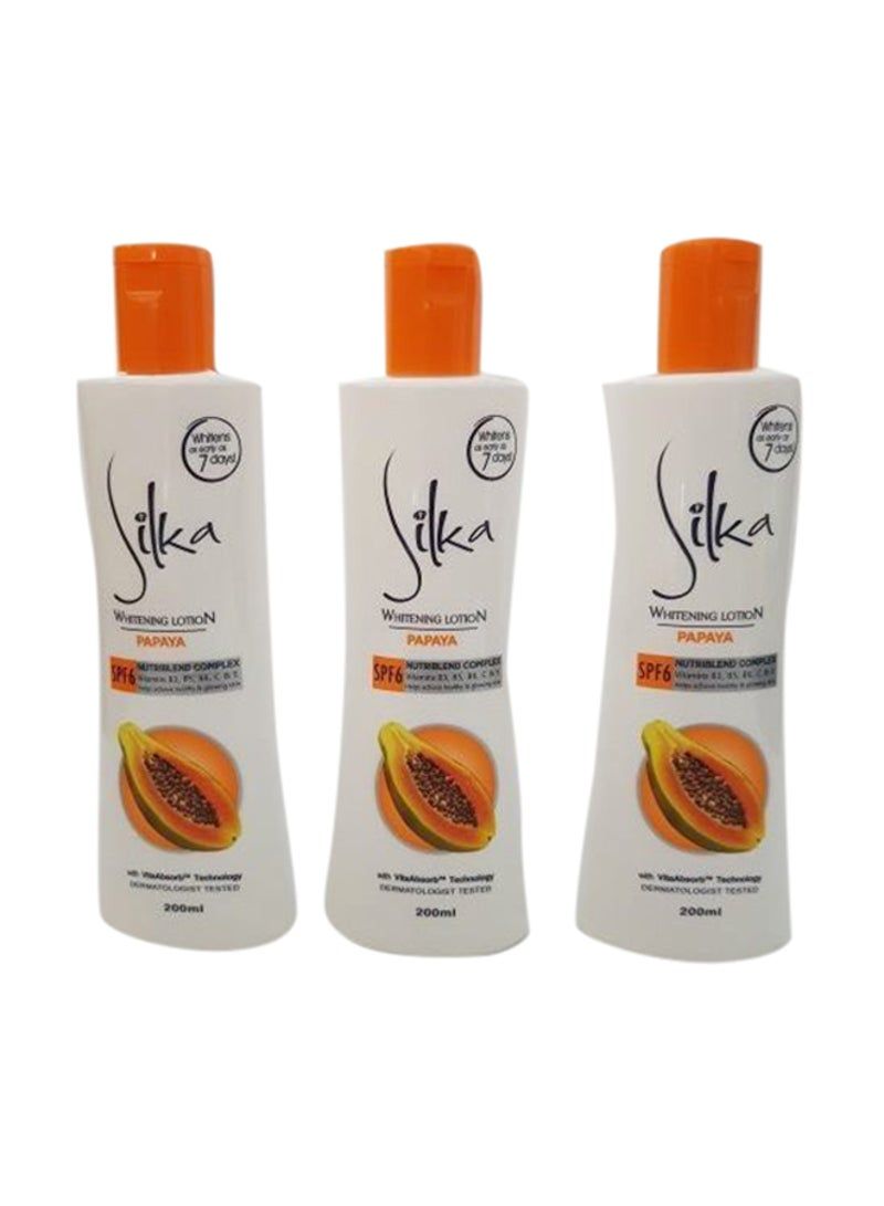 Silka 3-Piece Whitening Papaya Lotion SPF6 3x200ml 