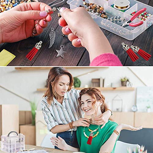 Finrray Keychain Tassels Leather Tassel Pendants with Silver White Caps,Tassel Charm for Jewelry Making Keychain Bracelets Ring Crafts -30pcs(1-1/2 inch,Red) - Image 4