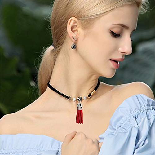 Finrray Keychain Tassels Leather Tassel Pendants with Silver White Caps,Tassel Charm for Jewelry Making Keychain Bracelets Ring Crafts -30pcs(1-1/2 inch,Red) - Image 5