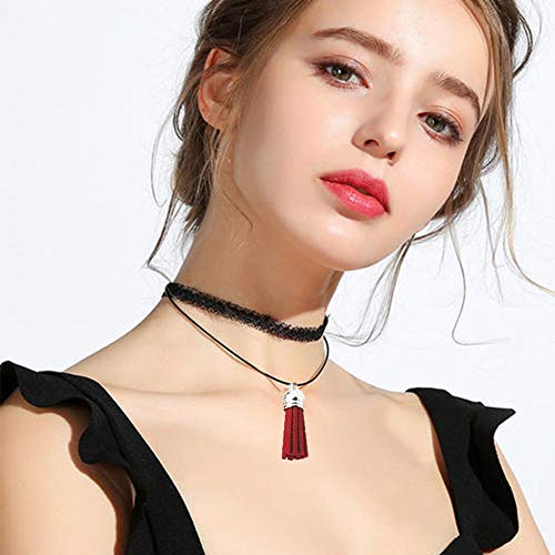 Finrray Keychain Tassels Leather Tassel Pendants with Silver White Caps,Tassel Charm for Jewelry Making Keychain Bracelets Ring Crafts -30pcs(1-1/2 inch,Red) - Image 3