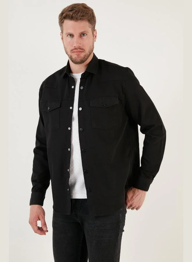 Buratti  Buratti Cotton Regular Fit Double Pocket Shirt Men's SHIRT CF24W116927 for Men | Best Price UAE