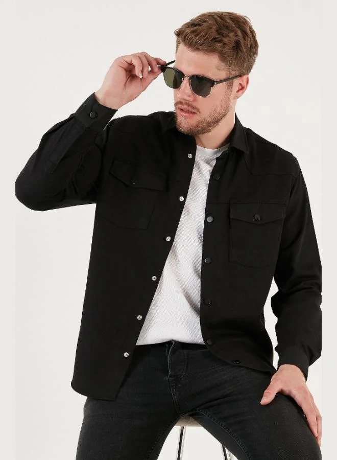 Buratti  Buratti Cotton Regular Fit Double Pocket Shirt Men's SHIRT CF24W116927 for Men | Best Price UAE