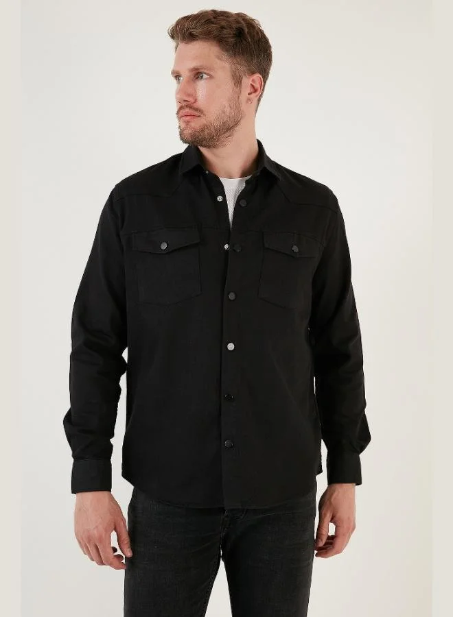 Buratti  Buratti Cotton Regular Fit Double Pocket Shirt Men's SHIRT CF24W116927 for Men | Best Price UAE