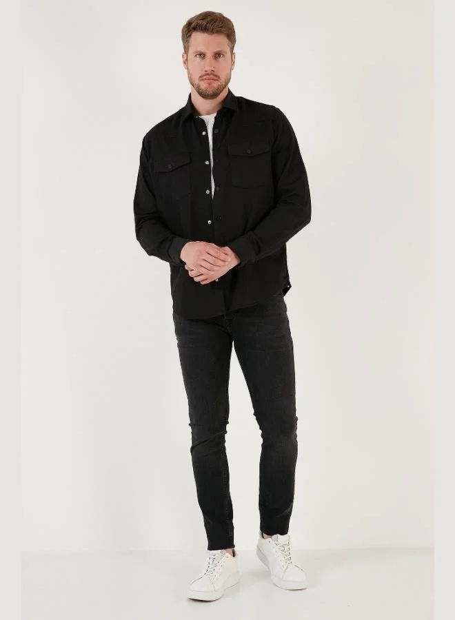 Buratti  Buratti Cotton Regular Fit Double Pocket Shirt Men's SHIRT CF24W116927 for Men | Best Price UAE