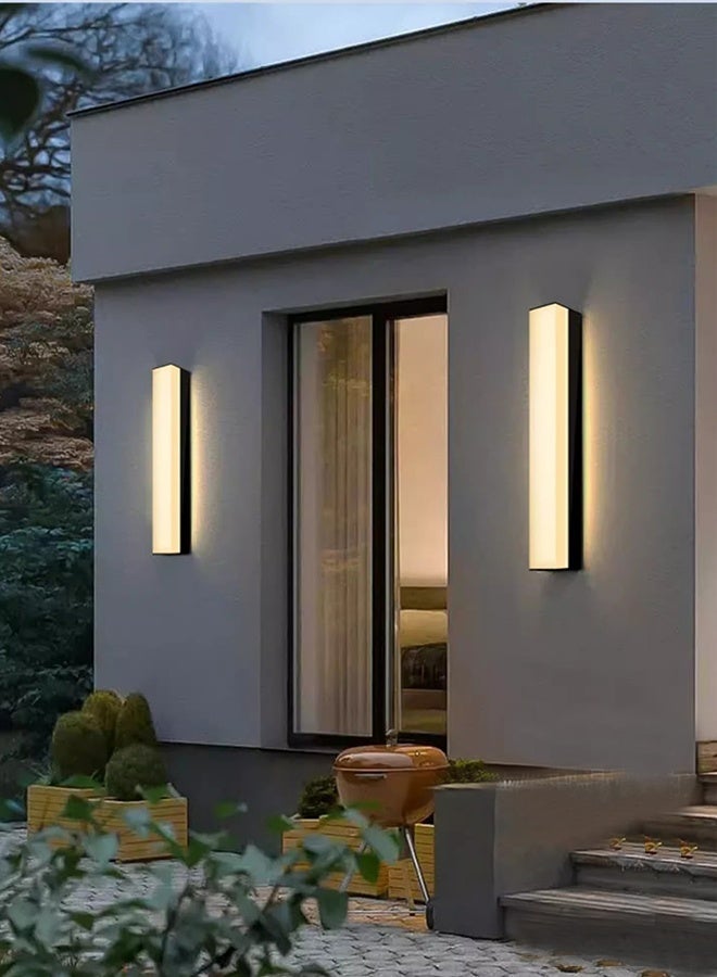 موندا مصباح جداري خارجي LED مقاوم للماء بمعيار IP65، مناسب للحدائق والممرات والشرفات، مزود بثلاثة اتجاهات إضاءة علوية وسفلية، تصميم عصري وبسيط، لون أسود مطفي، مثالي للسلالم والممرات والحدائق. - Image 3