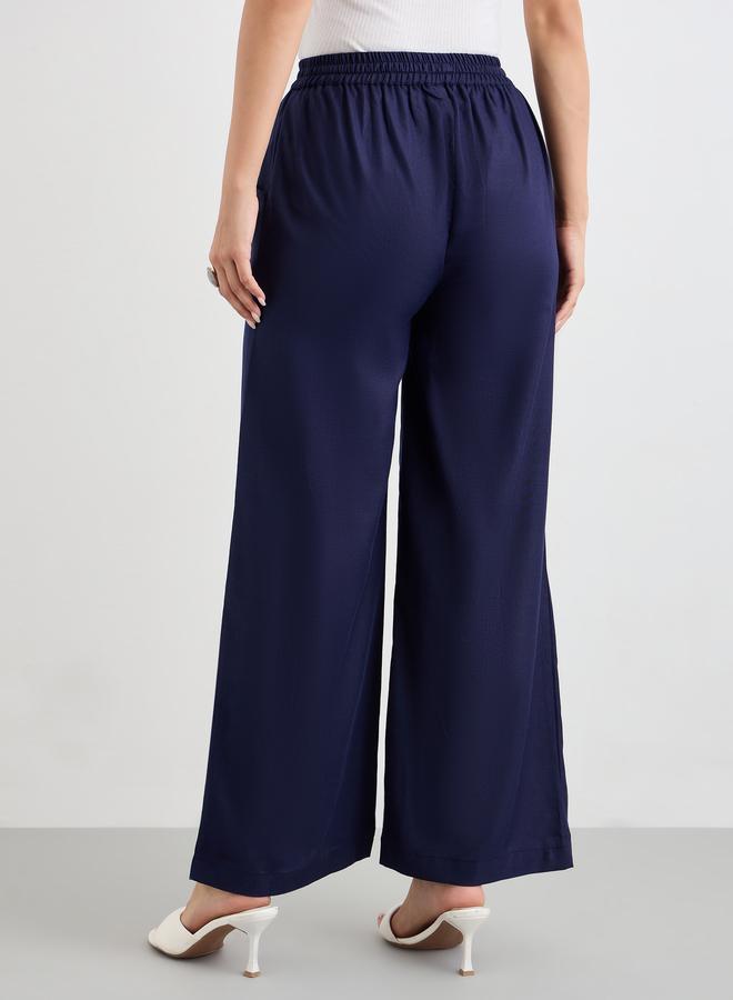 Styli Linen Look Wide Leg Pants with Drawstring - Image 4