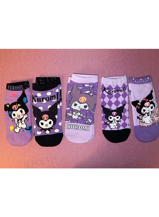 5 Pairs Sanrio Short Socks Cartoon Kuromi Cute Cotton Socks Summer Ankle Boot Low Cut Socks  - Image 2