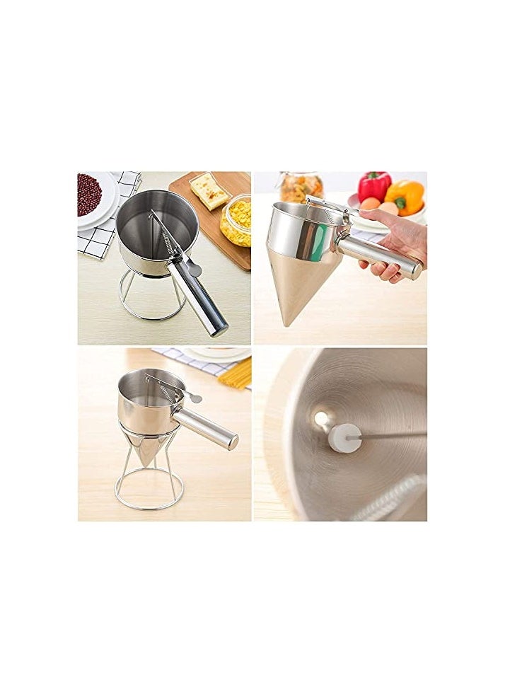 erorex Stainless Steel Donut, Cupcake Batter Dispenser Funnel (Silver)  - Image 2
