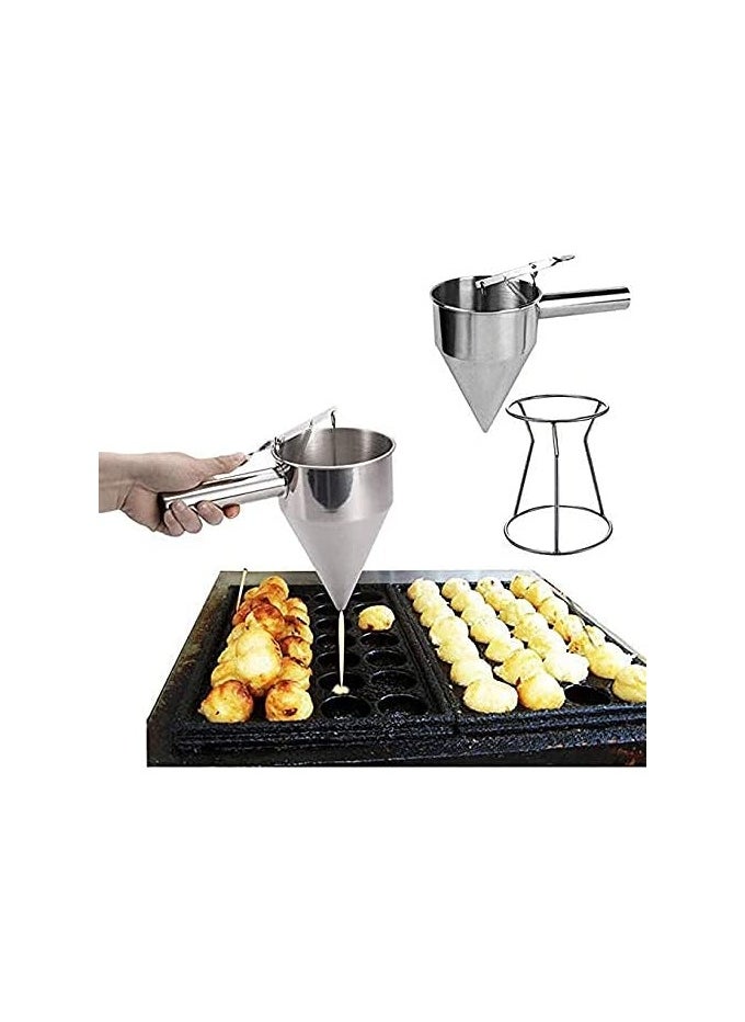 erorex Stainless Steel Donut, Cupcake Batter Dispenser Funnel (Silver)  - Image 3