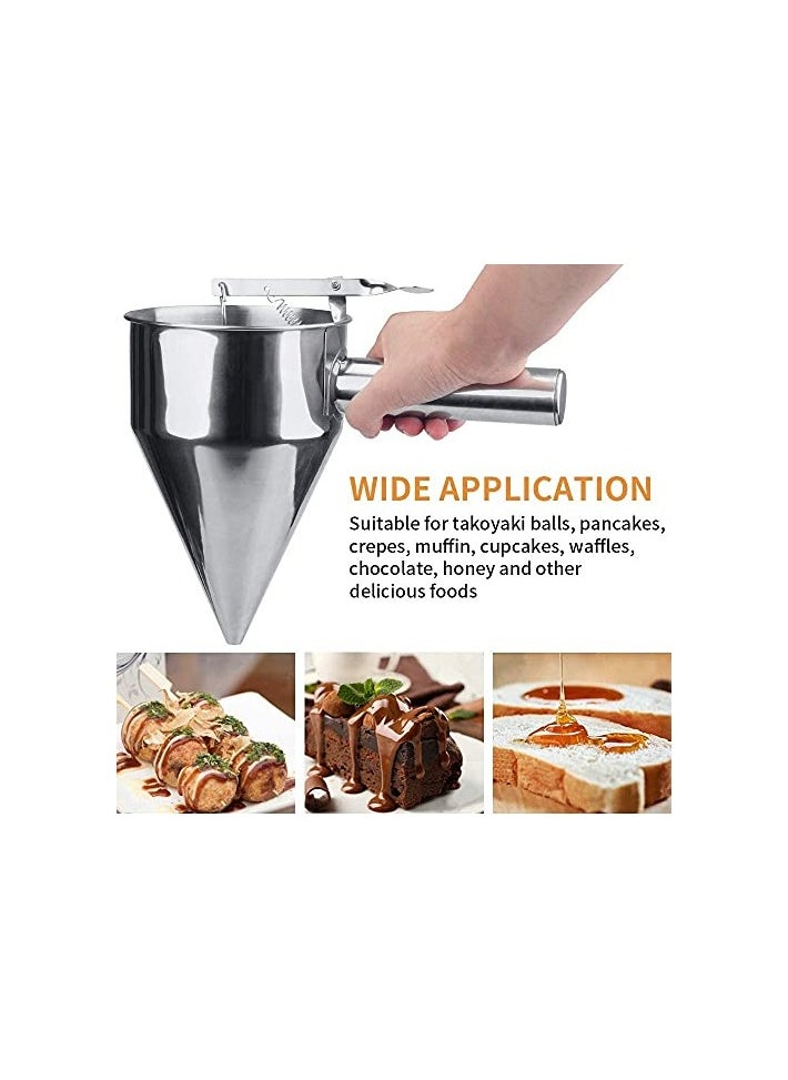 erorex Stainless Steel Donut, Cupcake Batter Dispenser Funnel (Silver)  - Image 5