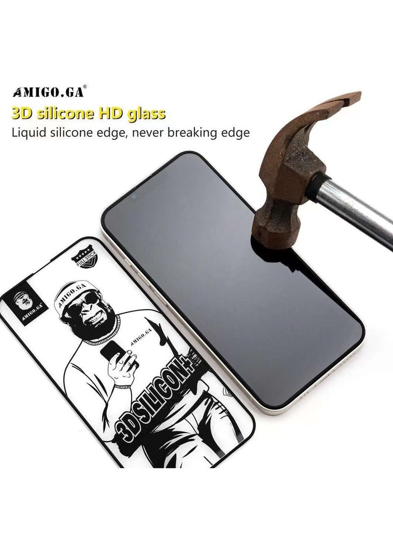 AMIGO.GA Iphone 11 Pro Max Privacy 3D Silicon+ Glass Premium Screen Protector Full Stick Anti Dust Waterproof - Image 2