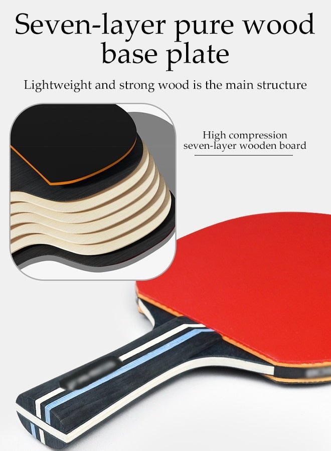 DUNISO Table Tennis Rackets, Table Tennis Racket Set 2 Paddles 3 Balls，Professional Quality Double Sided Rubber Table Tennis Rackets, Suitable for Beginners and Casual Play - Image 4