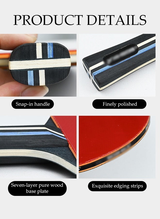 DUNISO Table Tennis Rackets, Table Tennis Racket Set 2 Paddles 3 Balls，Professional Quality Double Sided Rubber Table Tennis Rackets, Suitable for Beginners and Casual Play - Image 3