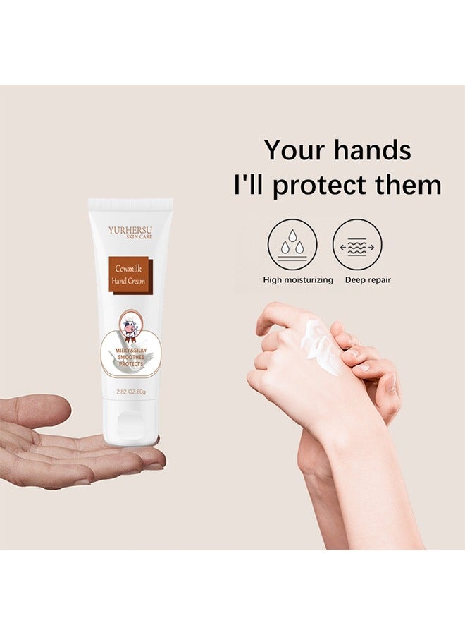 YURHERSU كريم اليد بالحليب للأيدي الجافة والمتشققة، يمنع يديك من التشقق، ترطيب عميق، غسول يد بحجم مناسب للسفر للعناية اليومية! - Image 5