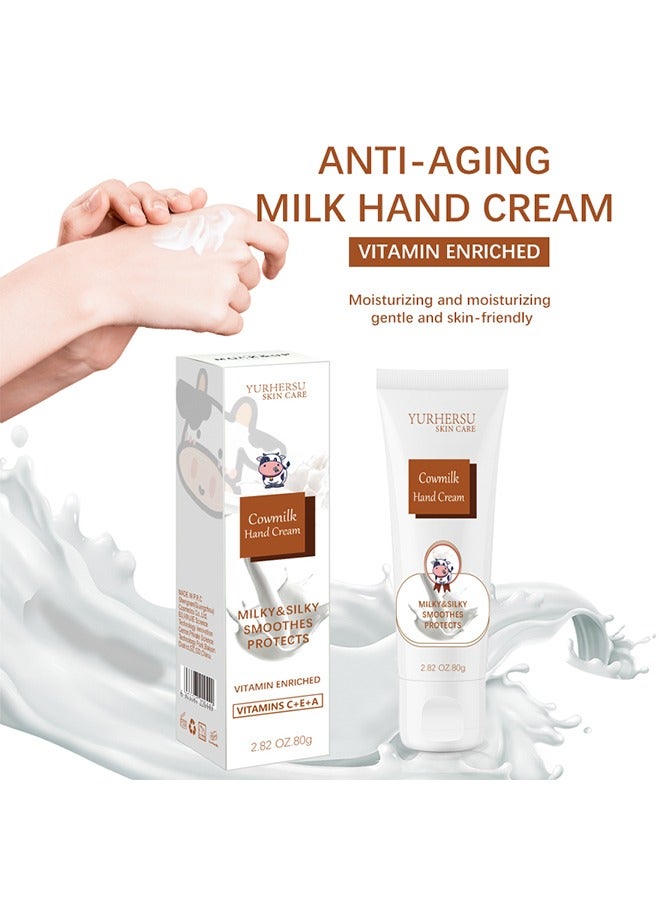 YURHERSU كريم اليد بالحليب للأيدي الجافة والمتشققة، يمنع يديك من التشقق، ترطيب عميق، غسول يد بحجم مناسب للسفر للعناية اليومية! - Image 4