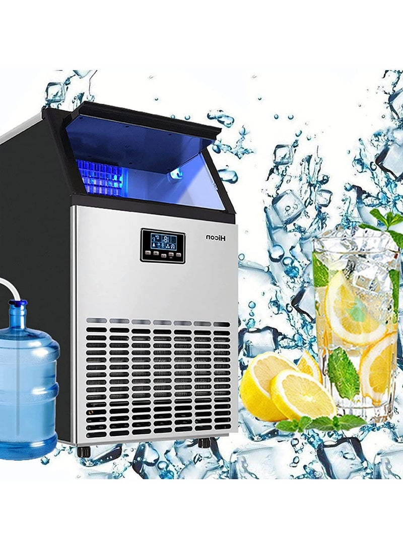 Generic - Commercial Ice Maker Ice Machine Self Clean, 66 Cubes per Batch in 11-18 Minutes 80KG/24H,15KG Storage Bin, Advanced LCD Panel w/Clear Indicators。Automatic water intake and bottled water can be used. - Image 1