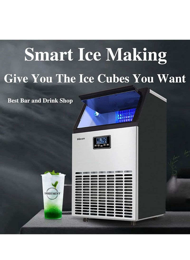 Generic - Commercial Ice Maker Ice Machine Self Clean, 66 Cubes per Batch in 11-18 Minutes 80KG/24H,15KG Storage Bin, Advanced LCD Panel w/Clear Indicators。Automatic water intake and bottled water can be used. - Image 1