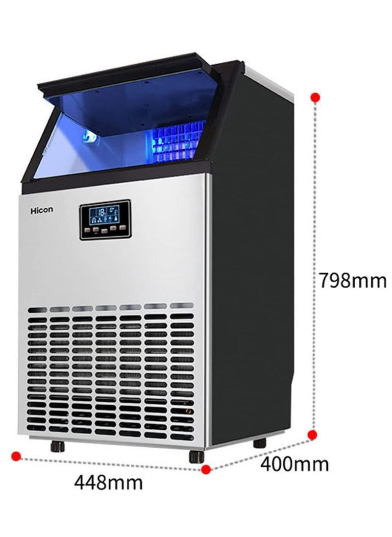 Generic - Commercial Ice Maker Ice Machine Self Clean, 66 Cubes per Batch in 11-18 Minutes 80KG/24H,15KG Storage Bin, Advanced LCD Panel w/Clear Indicators。Automatic water intake and bottled water can be used. - Image 1