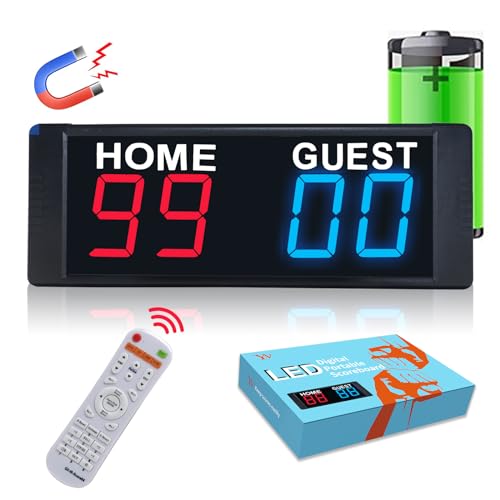 YZ Magnetic Battery Powered Cornhole Scoreboard,Portable Digital Scoreboard with Remote,Ping Pong Score Keeper with Buzzer,LED Electronic Scoreboard for Basketball/Baseball/Volleyball/Billiard Games - Image 1