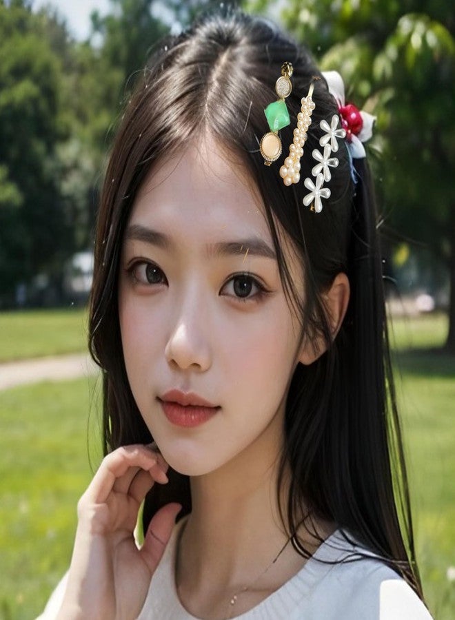 JPV 8 PCS Premium Korean stylish Hair Clips For Women's And Girls, Multicolor 8 Piece Set Korean Style Pearl Metal Hair clips, Plastic Pearl Barrettes Hairpin for Women & Girls - Image 4