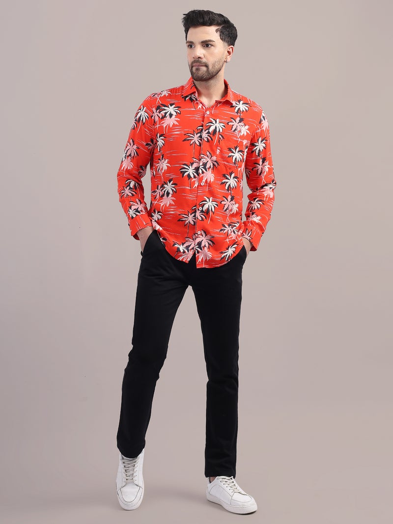 AMSWAN-FULL-SLEEVE-MENS-RAYON-SHIRT-WITH-RED-FLOWER-PRINT - Image 1
