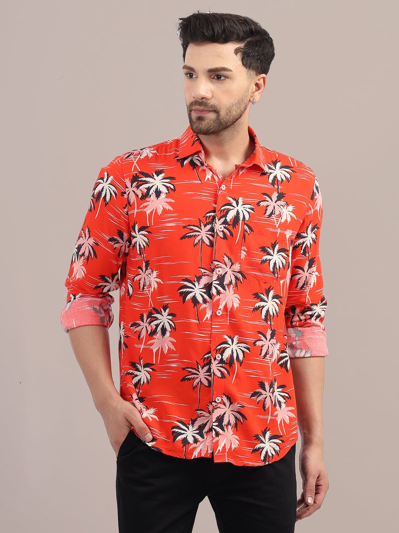 AMSWAN-FULL-SLEEVE-MENS-RAYON-SHIRT-WITH-RED-FLOWER-PRINT - Image 3
