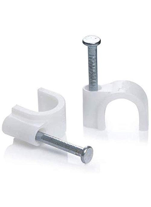 HI PLASST PINS N PLUGS HiPLASST Cable Clips Combo of 150pcs 6mm 8mm 12mm Wire Fastener Wall Pins with Metal Nails for Cable Management Cord Organizer Round Wire Clamps for Hanging Cables Fitting on wall White Pack of 350 Pieces Each Size  - Image 1