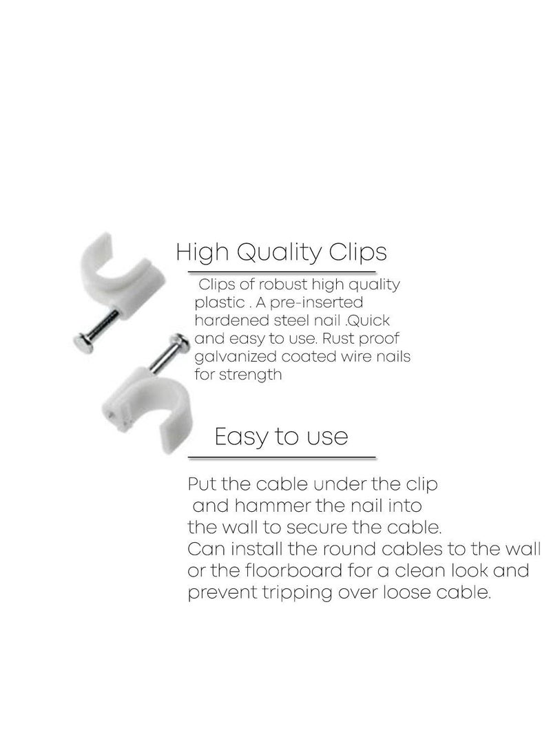 HI PLASST PINS N PLUGS HiPLASST Cable Clips Combo of 150pcs 6mm 8mm 12mm Wire Fastener Wall Pins with Metal Nails for Cable Management Cord Organizer Round Wire Clamps for Hanging Cables Fitting on wall White Pack of 350 Pieces Each Size  - Image 4