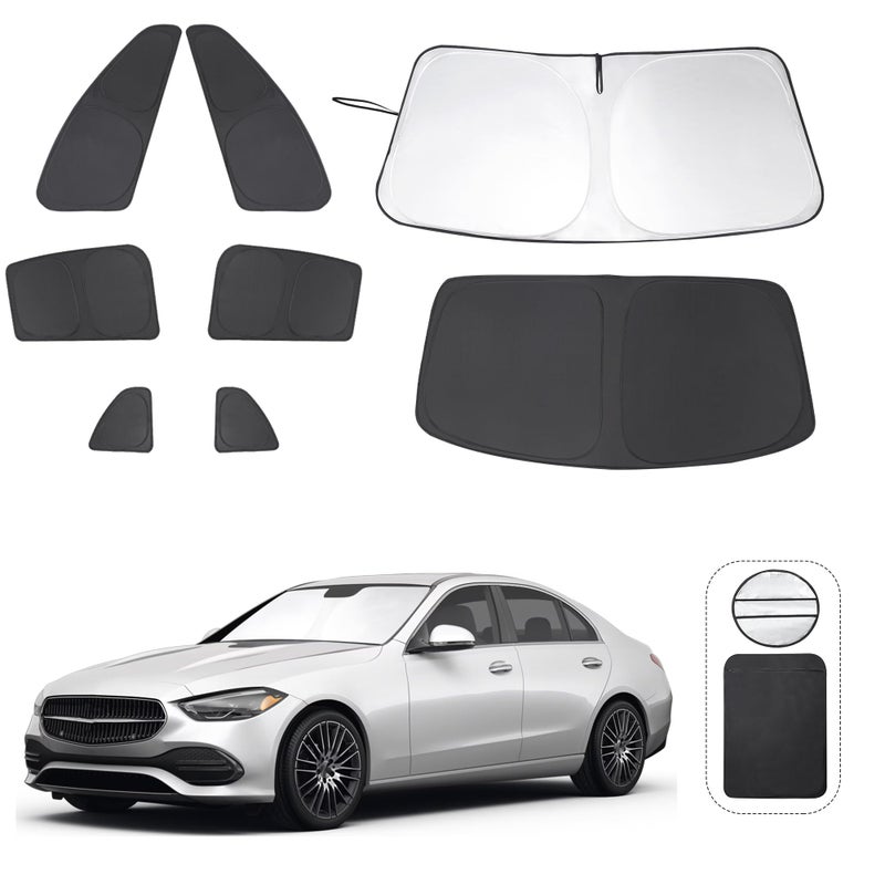 TINGLU Window Shades for Mercedes Benz C Class W205 C250 C300 C400 20152021 Accessories Side Full Windows Windshield Sun Shade Sun UV Rays Privacy Protection for CampingNappingand Relaxing 8PCS