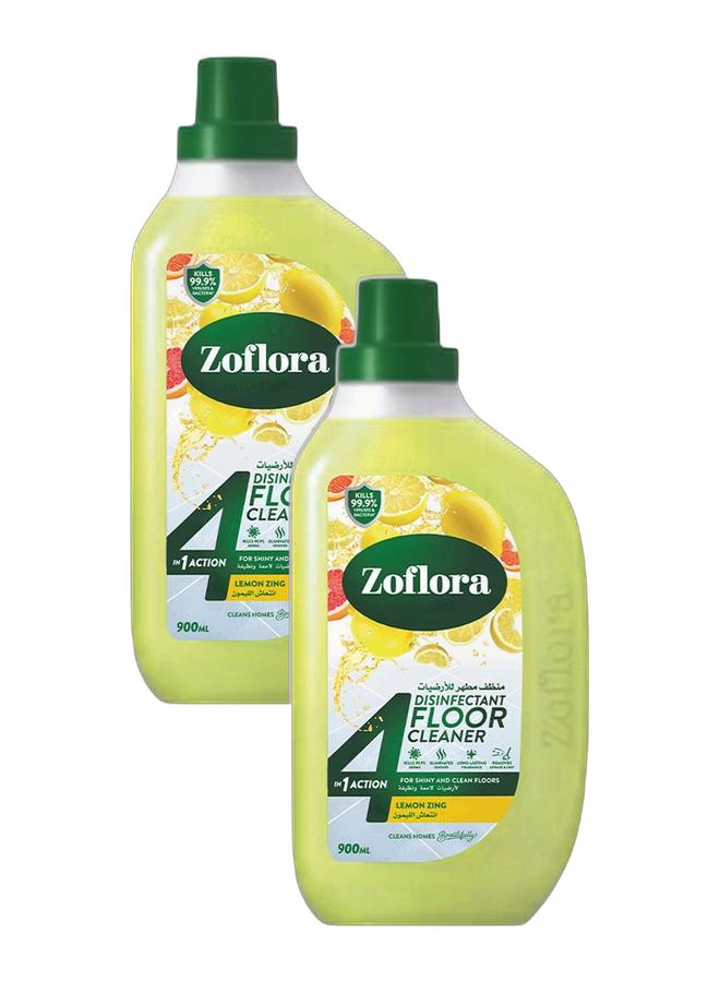 Zoflora 4 In 1 Disinfectant Floor Cleaner Lemon ZIng 900ml Pack of 2 - Image 1