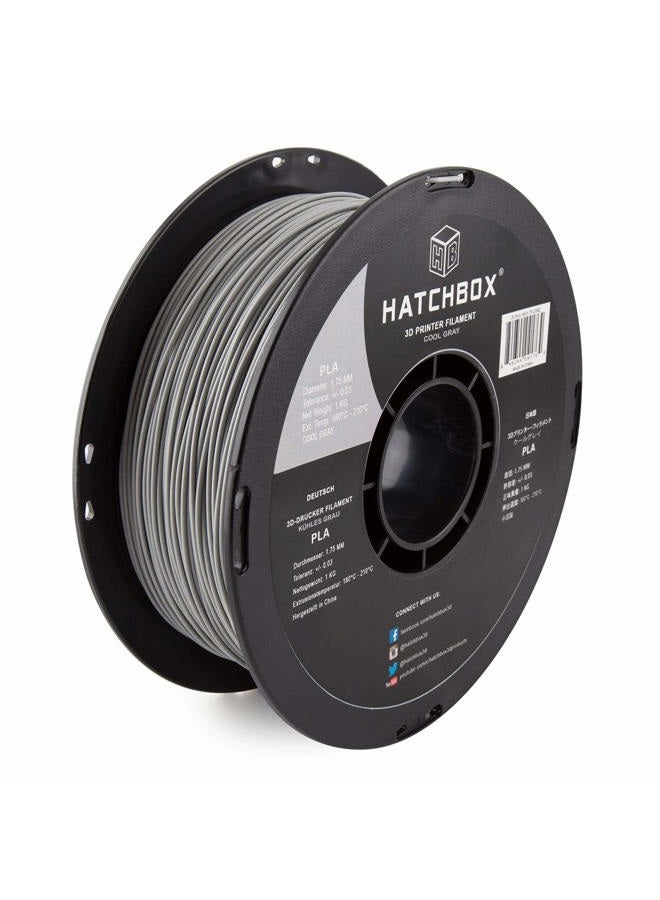 HATCHBOX 1.75mm Cool Gray PLA 3D Printer Filament, 1 KG Spool, Dimensional Accuracy +/- 0.03 mm, 3D Printing Filament - Image 1