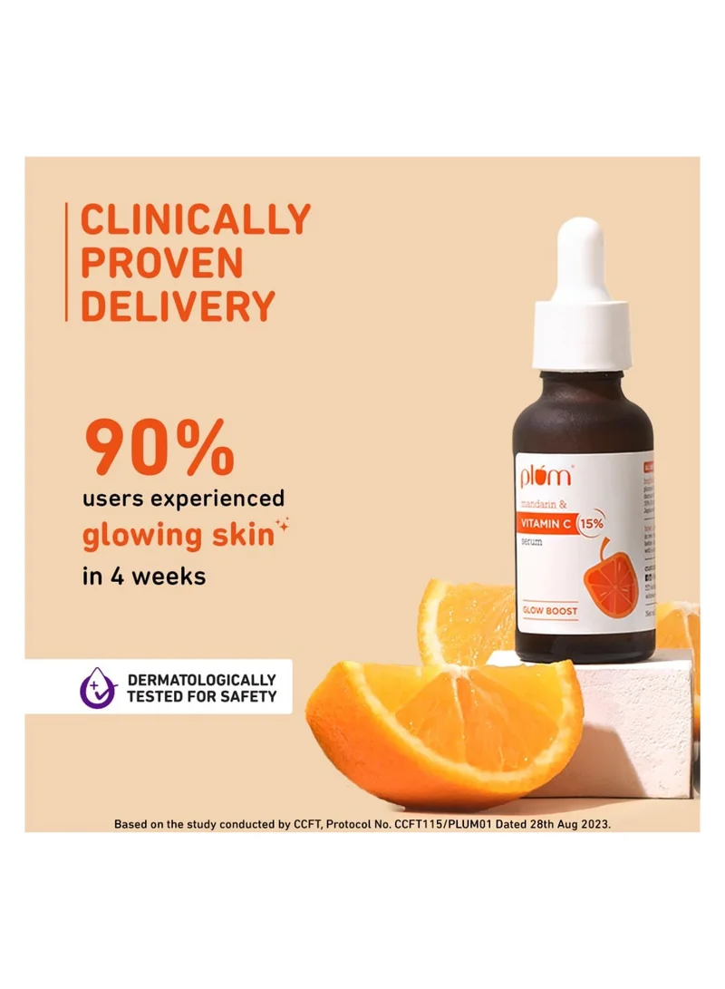 Plum 15% Vitamin C Serum -30ml Plum 15% Vitamin C Serum for Face Glow Boost with Mandarin with Pure Ethyl Ascorbic Acid Japanese Mandarin and Kakadu Plum Fragrance-Free 30 ml  | Best Price UAE
