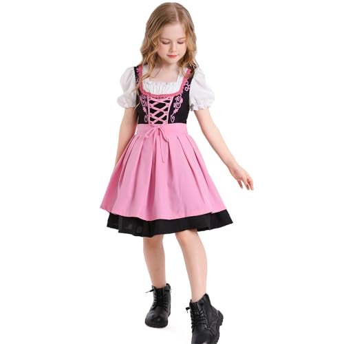 ODASDO Oktoberfest Girls Dirndl Dresses Kids Traditional German October Festival Maid Dresses Bavarian Beer Outfits Birthday Party Pink 1416 Years - Image 3