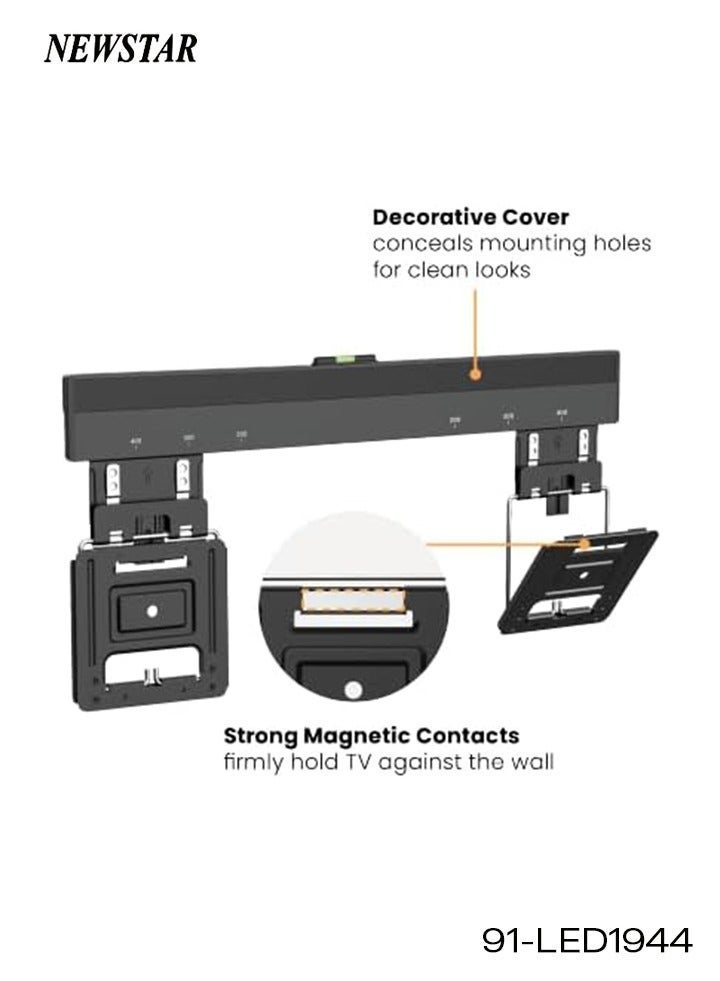 Newstar Ultra Slim Micro Gap TV Wall Mount for 32–65 Inch Flat Screen TVs | VESA 200×200–400×400mm | 9.5mm Low Profile | Magnetic Lock, Kickstand & Built-In Bubble Level | Holds up to 75kg – Black - Image 4