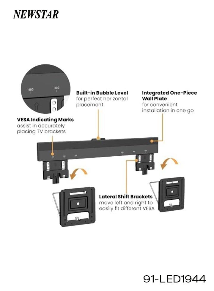 Newstar Ultra Slim Micro Gap TV Wall Mount for 32–65 Inch Flat Screen TVs | VESA 200×200–400×400mm | 9.5mm Low Profile | Magnetic Lock, Kickstand & Built-In Bubble Level | Holds up to 75kg – Black - Image 5