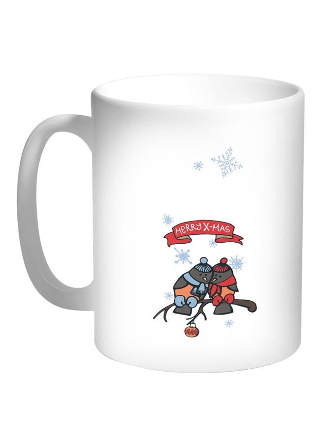 RYN Winter Season Printed Coffee Mug White/Red/Grey 11ounce