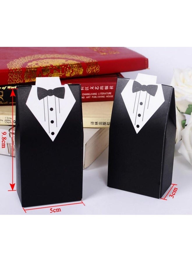 Rbenxia Wholesale Wedding Favors Wedding Party Favor Boxes Creative Tuxedo Dress Groom Bridal Candy Gift Box with Ribbon 100pcs - Image 5