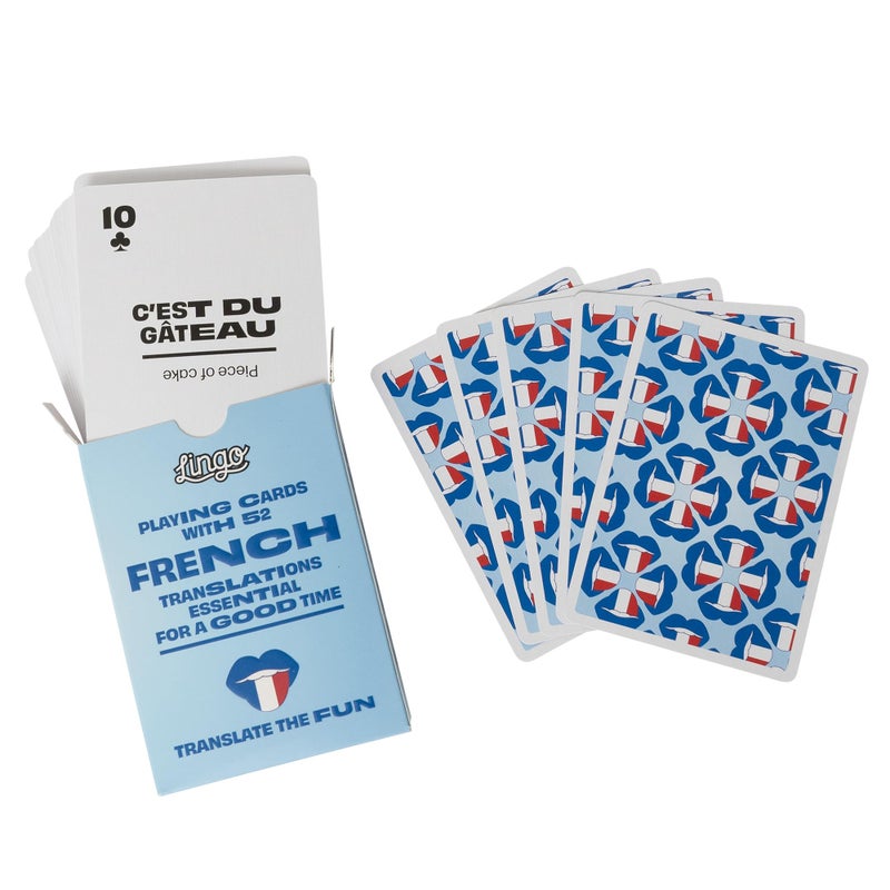 Lingo French Playing Cards in Wayfarer Tin Box | Travel Flashcards | Learn French Vocabulary in A Fun & Easy Way | 52 Essential Translations - Image 5