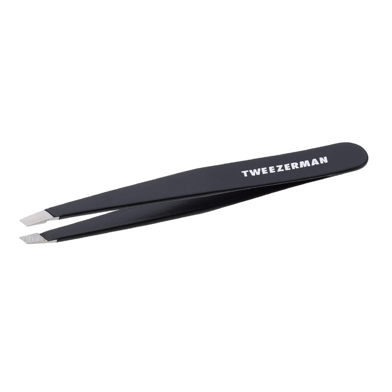 Tweezerman Stainless Steel Slant Tweezer - Eyebrow Tweezers for Women and Men (Black) - Image 1