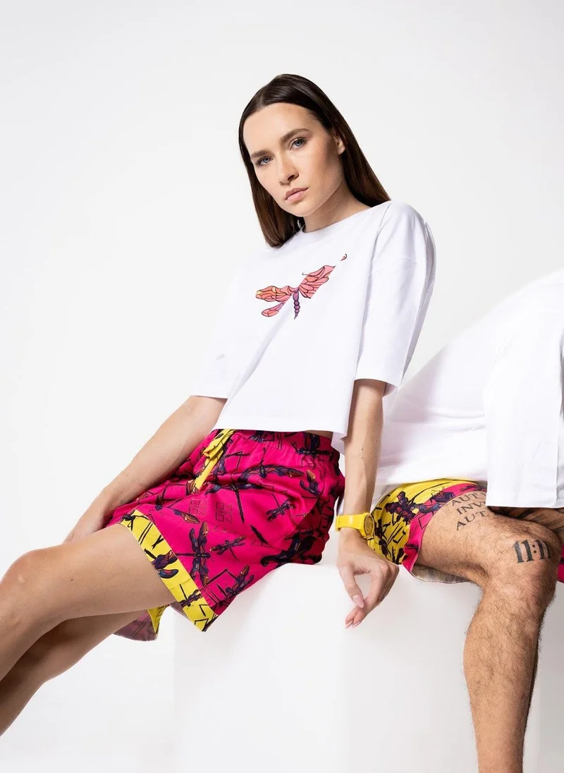 جانارا جونز Pink Dragonfly Satin Jordan Shorts