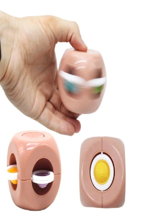 Gyro Stress Anxiety Pressure Relieving gyro Cube , Silicone Bubble Toys,Fidget Hand Toys for Adult & Kids，Sensory puzzles (Brown)  - Image 1