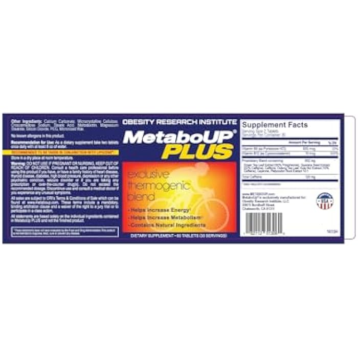 Lipozene MetaboUP Plus - 2 60 Ct Bottles - Thermogenic Weight Loss - Energy Booster Pills - Image 3