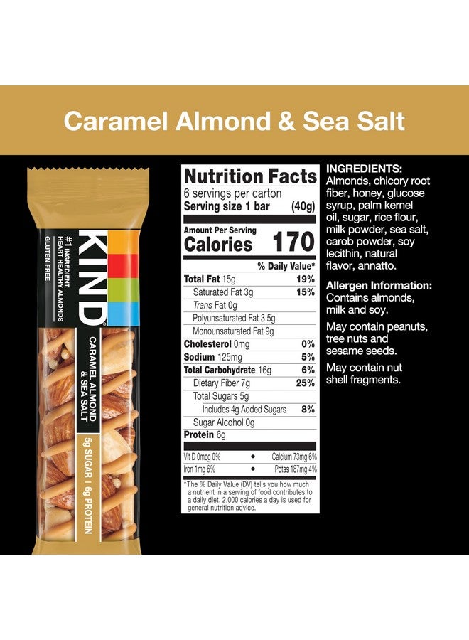 KIND Bars, Caramel Almond & Sea Salt, Healthy Snacks, Gluten Free, Low Sugar, 6g Protein, 36 Count - Image 2
