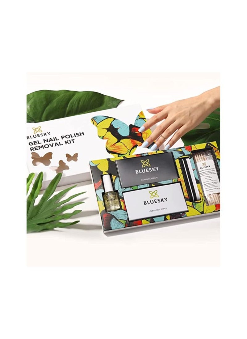 Bluesky Bluesky Gel Nail Polish Remover Kit, Remove and Revive Set, 20 Acetone Remover Wraps, 20 Cleanser Wipes, 10 Cuticle Pushers, Cuticle Oil, Nail File & Buffer  - Image 2